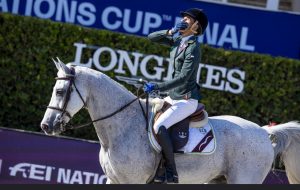 Luciana Diniz (BRA) riding Vertigo du Desert at the Longines FEI Jumping Nations Cup Final 2023 Team Brazil has qualified for the 2024 Paris Olympic Games Copyright ©FEI/Leanjo de Koster